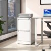 2 Drawer Vertical File Cabinet With Lock For A4 Legal / Letter Size - White - Image 2