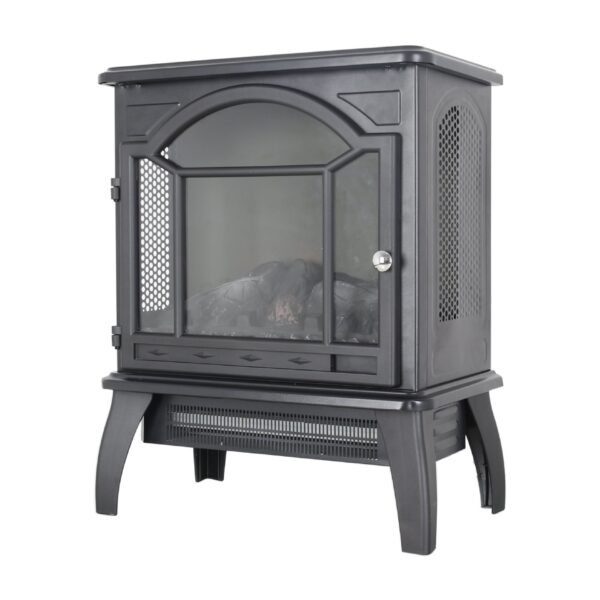 18" 3D Flame Electric Infrared Quartz Fireplace Stove With Remote Control - Antique Black
