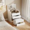 3 In 1 Vanity Desk With Flip Top Mirror, Compact Makeup Table With Glass Top And 3 Drawers For Bedroom - White - Image 4