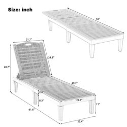 2 Piece Outdoor Chaise Lounges With Adjustable Backrest In Light Polypropylene Resin - Light Brown