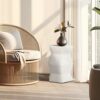 Contemporary Ceramic Drum Stool Indoor / Outdoor Side Table Glazed Accent Garden Stool - White - Image 5