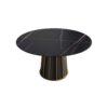 Modern Artificial Stone Round Metal Iron Base Dining Table, Can Accommodate 6 People (Not Including Chairs.) - Black - Image 4