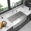 33" Farmhouse Sink Stainless Steel 16 Gauge Apron Front Kitchen Sink - Brushed Nickel - Image 4