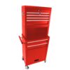 6 Drawer Lockable Tool Cabinet On Wheels Steel Rolling Tool Chest With Detachable Toolbox, 2 In 1 Garage Workshop Storage Organizer With 4 Universal Casters - Red - Image 12