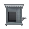 Modern Design Outdoor Dog House With Food Bowl And Wheels Pine - Gray / White - Image 9