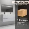 Modern Floating Bathroom Vanity With Dual Resin Sink, Soft Close Drawers - White - Image 12