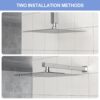 10" Square Rainfall Shower Head, Wall / Ceiling Mounted, Stainless Steel - Chrome - Image 8