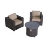 3 Piece All Weather Seating Group With Premium Cushions, Fire Pit Included - Beige / Brown Mix - Image 5