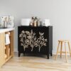 Vintage Carved Buffet Cabinet With Adjustable Shelves, Wooden Decorative Sideboard - Black - Image 10