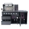 Deluxe - 4 Burner 72000 Btu Stainless Steel Gas Outdoor Kitchen Barbecue Grill With Side Burner & Rotisserie Kit - Black - Image 3