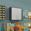 Metal Wall Mounted Tool Storage Cabinet With Locking Door, Adjustable Shelf, Metal - Silver - Image 12