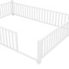 Full Size Metal House Platform Bed With Guardrail And Chimney - White - Image 11