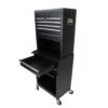 6 Drawer Lockable Tool Cabinet On Wheels Steel Rolling Tool Chest With Detachable Toolbox, 2 In 1 Garage Workshop Storage Organizer With 4 Universal Casters - Black - Image 8