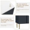 Modern Sideboard Buffet Cabinet Marble Sticker Tabletop And Amber-Yellow Tempered Glass Doors With Gold Metal Legs & Handles - Navy Blue - Image 6