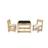3 In 1 Kids Study Table & Chairs Set Multi Functional Activity Table With Detachable Blackboard Top - Natural Wood - Image 12