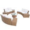 10 Piece Outdoor Sectional Half Round Patio Rattan Sofa Set, Wicker Conversation Furniture Set For Free Combination - White - Image 14