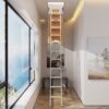 Household Aluminum Attic Ladder 25" x 54", 375 Lbs Capacity, 7'8" -10'3" Ceiling Height - Gray - Image 2