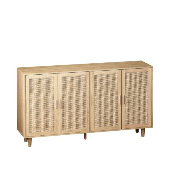 Elegant And Functional Rattan Decorative Storage Cabinet With 4 Doors - Natural