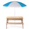 3-In-1 Kids Outdoor Wooden Picnic Table With Umbrella, Convertible Sand & Water, ASTM & CPSIA Certification - Natural Wood - Image 12