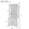 Vintage Display Cabinet With Double Glass Doors, Traditional Style Hutch For Home Or Workspace Washed - White Washed - Image 3