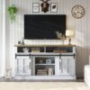 58" TV Stand With Storage Cabinet And Shelves, TV Console Table Entertainment Center For Living Room, Bedroom - White - Image 5