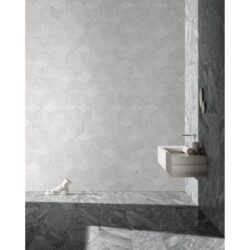 Hexagon Snow Mountain Ol Textured Marble Tiles For Wall Decoration Stone (Set of 12) - White / Natural