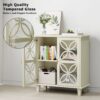 Modern Retro Sideboard Buffet Storage Cabinet With Adjustable Shelves And Tempered Glass Doors - Cream Color - Image 7