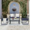 4 Piece Patio Furniture Set With Gray Acacia Wood Table Top - White - Image 10