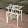 2 Pieces Tempered Glass End Table With Storage For Living Room In Modern Design - Clear - Image 4