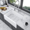 Elegant Farmhouse Style Small Apron Front Ceramic Kitchen Sink 24" Single Bowl Reversible Design - White - Image 7