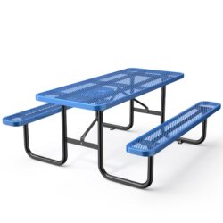 Expanded Rectangular Picnic Metal Table - Blue