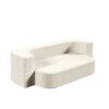 2 In 1 Foldable Sofa Plush Corduroy Sofa Convertible Floor Sofa Bed Deep Seating With Multi Functional Blanket Suitable For Living Rooms - Beige - Image 12