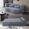 2 In 1 Convertible Sofa Bed, Full Size Folding Loveseat Couch With Soft Teddy Fabric, Floor Sofa Mattress With 2 Pillows, Space Saving Futon For Small Living Room, Dorm - Gray - Image 6