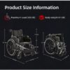 Heavy Duty Manual Wheelchair With Double X Force Support 24" Non Inflatable Tires Foldable Transport Wheelchair With Quick Release Wheels 350Lbs Capacity - Black / Silver - Image 13