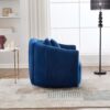 Upholstered Oversized 360 Degree Swivel Accent Barrel Chair And Half Cozy Sofa With 3 Pillows, Channel Tufted Pumpkin Shape Club Armchair For Living Room, Bedroom, Office, Lounge - Navy - Image 6