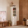Retro Style 75'' Tall Display Shelf With Cabinet For Hallways Living Room Kitchen - White - Image 4