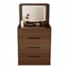 3 In 1 Vanity Desk With Flip Top Mirror, Compact Makeup Table With Glass Top And 3 Drawers For Bedroom - Walnut - Image 4