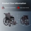 Lightweight Wheelchair Foldable Manual Transport Chair With Double Brakes 300 Lbs Capacity & 24" Tires Safe Durable All Terrain Wheelchair For & Disabled - Dark Gray - Image 12