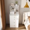 3 In 1 Dressing Table With LED Mirror & Storage Stool, Compact Makeup Vanity - White - Image 18