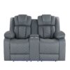 Raize - 3 Piece Power Living Room Set With Storage Console And Cup Holders - Gray - Image 4