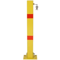 Square Parking Bollard Pole Barrier With Lock For Car Parking Protection And Home Garage Street Decor - Yellow