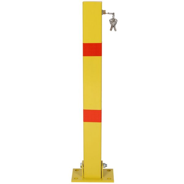 Square Parking Bollard Pole Barrier With Lock For Car Parking Protection And Home Garage Street Decor - Yellow