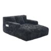 Chenille Interior Lazy Sofa Chaise Lounge Armchair With 3 Pillows And Armrests, Soft Chenille - Black - Image 15
