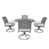 Outdoor 5 Piece Aluminum Dining Set With Cushion, Swivel And Rocking Chairs - Golden Gauze - Image 4