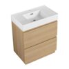 Modern Bathroom Vanity With Single Sink And Double Drawer, Freestanding Engineered Wood Cabinet - Oak - Image 14