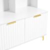 Modern Large Storage Hall Tree With Bench, Luxurious Coat Rack With 6 Hooks And Legs For Entryway, Living Room - White / Gold - Image 13