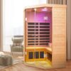 2 Persons Large Glass Front Deluxe Version Hemlock Far Infrared Corner Sauna Room - Natural - Image 9