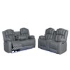 Raize - 3 Piece Power Living Room Set With Storage Console And Cup Holders - Gray - Image 15