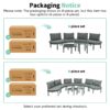 6 Piece Patio Sofa Furniture Set, Half Moon Outdoor Sectional Sofa With 2 High Low Coffee Tables, Wicker Rattan, Tempered Glass, 4 Pillows & Cushions, For Backyard, Garden, Poolside - Gray - Image 7