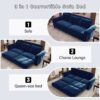 King Pull Out Sofa Bed, Chesterfield Sofa, 3 In 1 Velvet Convertible Sleeper Sofa With Nailhead Trim & Rolled Arm For Living Room, Bedroom, Apartment, Office - Blue - Image 7